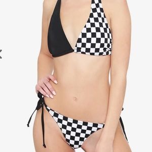 Black‎ & White Checkered Side Tie Swim Bottoms Hot Topic